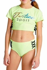 JUSTICE Girls Swimsuit Tankini Bikini Rash Guard Lace 5 6 8 10 12 14 16 18 NWT - Picture 1 of 5