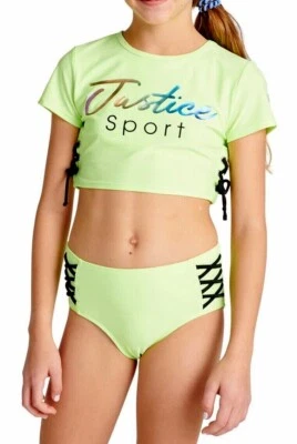Traje de baño Tankini Bikini JUSTICIA para niñas protección contra erupciones encaje 5 6 8 10 12 14 16 18 nuevo con etiquetas Foto 1 de 4