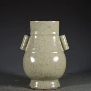 Bottiglia piercing orecchio argento smalto verde dinastia Song antica cinese 8,8" - Foto 1 di 9