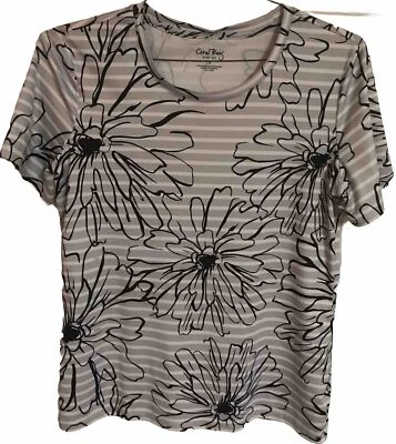 Coral Bay Energy Top Gray Floral Size S Poly Spandex Short Sleeves Round Neck Foto 1 de 4