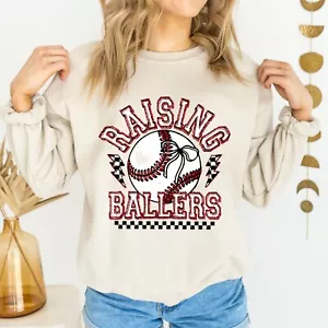 Raising Ballers, Mothers Day Gift, Baseball Mom Sweatshirt, Softball Hoodie - Picture 1 of 9