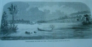 Gravure 1858 - Ecroulement du Pont du Var - Picture 1 of 1