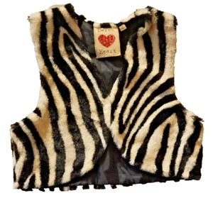 Derek Heart Faux Fur Zebra Vest Sz Small 6/7 Animal Print Country Apparel (T57) - Picture 1 of 5