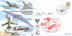 CC69b Segunda Guerra Mundial Alemán Experimental Jet Volado RAF Cubierta Firmada Artista THEOBALD - Imagen 1 de 1