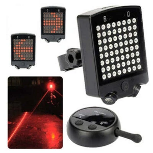 LED Bike Indicator Rear Tail Laser Turn Signal Light Lamp USB Wireless BU - Picture 1 of 12