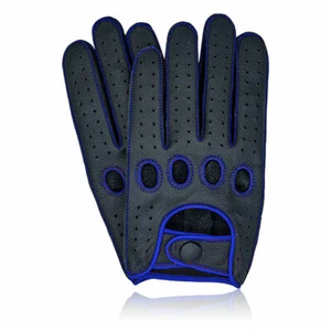 Guantes de conducción de dedo completo cosidos al revés cuero genuino moda clásicos - Imagen 1 de 19