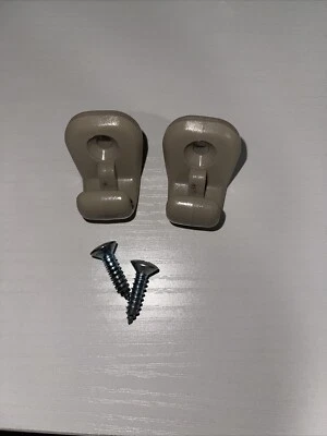 1997-2004 Mitsubishi Montero Sport Sun Visor Clip Hook Set Pair Tan - Image 1 of 2