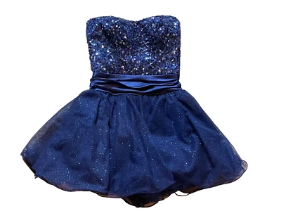 Speechless Strapless Blue Sequin Party Dance Prom Formal Tutu Cupcake Dress 1 - Image 1 of 4