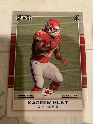 2017 Playoff Kareem Hunt Rookie Goal Line Insert Card Blue Foil - Image 1 of 2