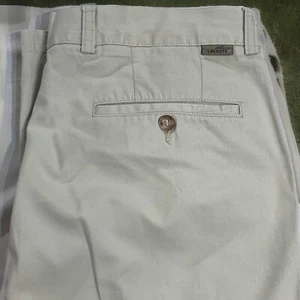 Lacoste Pants Men's 44 (35x32 Measured) Beige Chino Preppy Straight Leg Pockets - Picture 1 of 9
