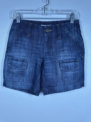 CAbi Jeans Shorts Womens 0 Blue Denim Utility Cargo Pockets Zip Fly Style 890 - Image 1 of 4