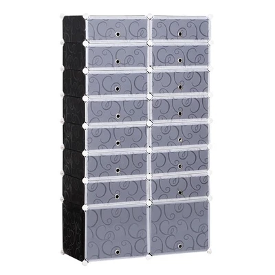 HOMCOM Large 16-Cube DIY Shoes Rack Portable Interlocking Plastic Cabinet - Image 1 of 4