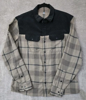 Camisa Kuhl Hombres Grande Marrón Khaos Franela Cuadros Pana Yugo Occidental Exterior Foto 1 de 4