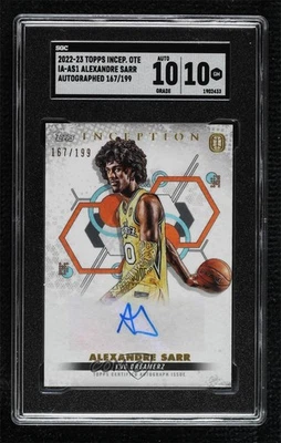 2022 Topps Inception OTE Overtime Elite 167/199 Alexandre Sarr SGC 10 GEM Auto - Image 1 of 3