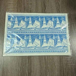 Juego de 20 manteles individuales vintage con monograma de California azul diseño de barco náutico nuevo de stock - Imagen 1 de 8