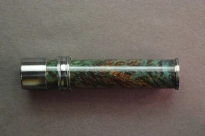 FLY ROD REEL SEAT Dyed Maple Burl 11410 Blued Pocketed NS Slide Band 0.435" bore - Picture 1 of 4