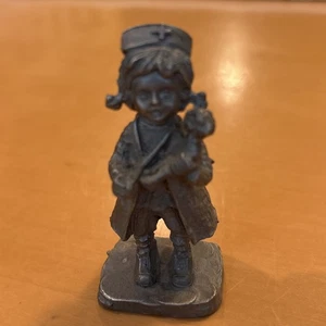 Vintage Pewter USA 2.5" Miniature Nurse & Baby Figurine - Picture 1 of 6