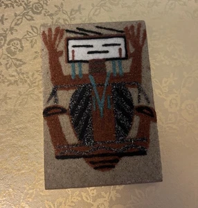 Arte de pintura de arena navajo vintage arte popular nativo americano firmado por el suroeste - Imagen 1 de 4