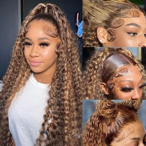 Aimking 13x6 Highlight Ombre Lace Front Wig Human Hair Wigs For Women 180% De... - Picture 1 of 6