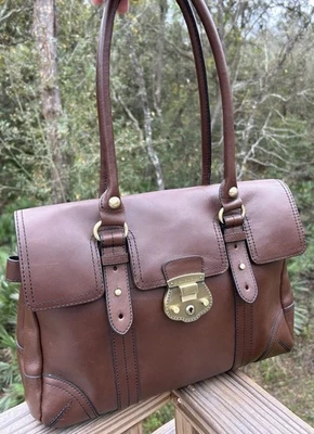 Vintage 90s ETIENNE AIGNER XL Leather Satchel Bag Handbag Tote Structured Doctor - Photo 1/4