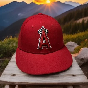 ANAHEIM ANGELS ALL RED NEW ERA 5950 FITTED 7 1/2 CAP/HAT SUPER NICE CAP. - Picture 1 of 18