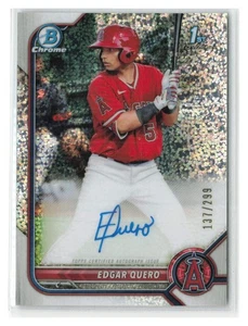 Edgar Quero 2022 Bowman Chrome 1st Auto Speckle Ref SN #/299 #CPA-EQ-Angels - Picture 1 of 2