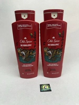 Loción de lavado corporal de cuero rico aroma duradero con guante Old Spice Bear de 2 unidades 21 oz Foto 1 de 2