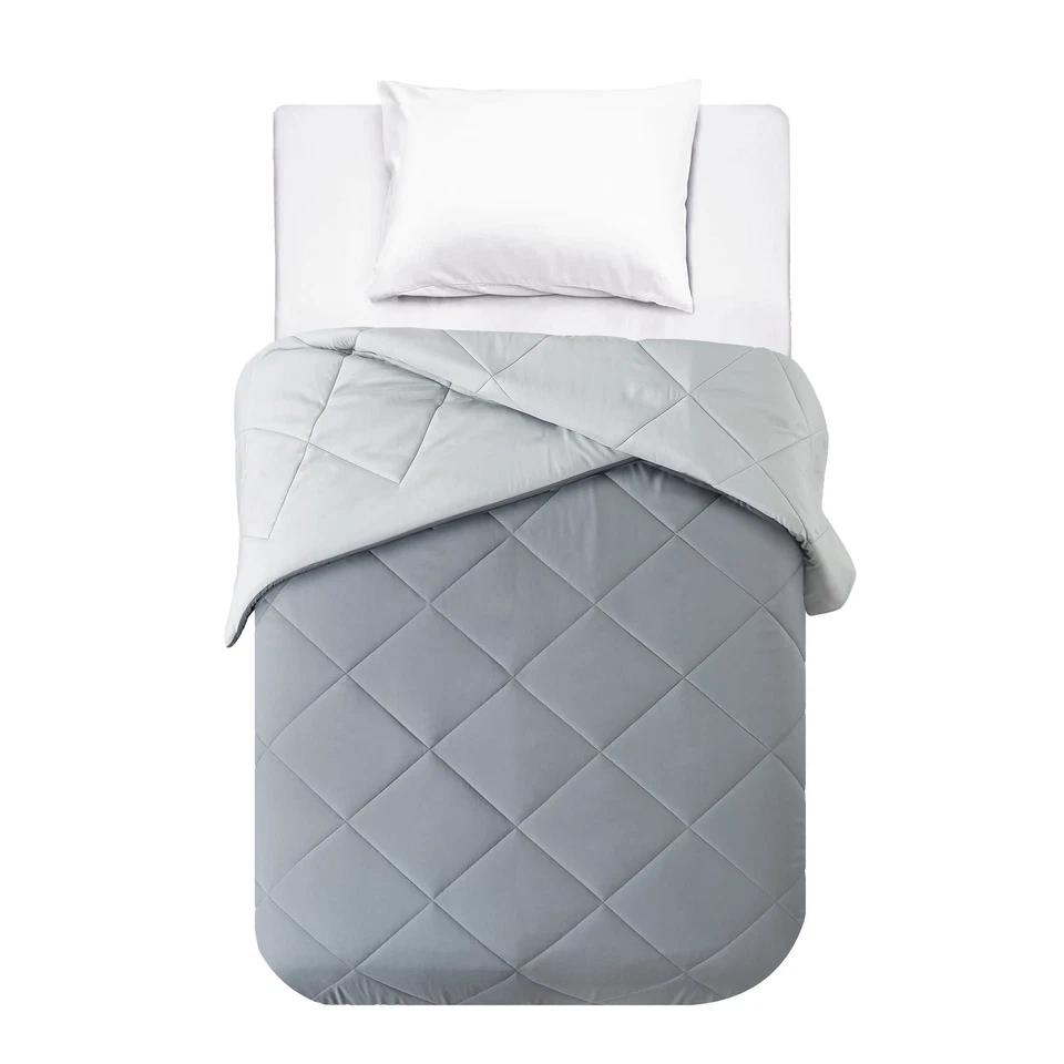 Edredón reversible de microfibra Mainstays gris Twin-XL - suave, cálido, fácil cuidado Foto 1 de 4