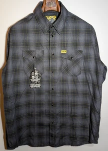 Dixxon The Raven Flanellhemd Herren XL schwarz kariert Perlen Druckknopf Horror - Bild 1 von 13