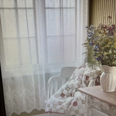 Floret White Lace Window 60 x 63 Panel by Heritage Lace - Image 1 of 2