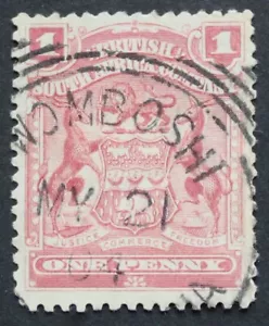 Rhodesia 1898 Un Penny con MWOMBOSHI Giorno del Mese (Cerchio Quadrato) timbro postale - Foto 1 di 1