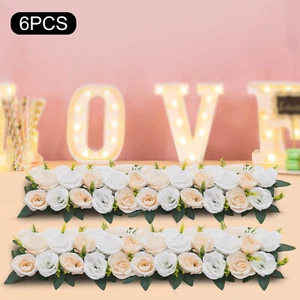 6Pcs Wedding Dining Table Flower Centerpiece Artificial Rose Flower Arrangement! - Picture 1 of 16