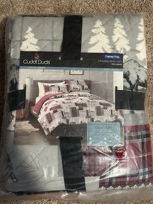 Nuevo Cuddl Duds Juego de Edredón de Franela Pesada Tamaño Doble Rojo Lodge Cuadros Foto 1 de 4