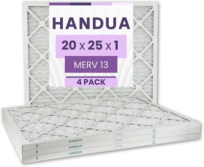 4 Pack 20x25x1 Air Filter MERV 13, Plated Furnace AC HVAC Air Replacement Filter - Image 1 of 4