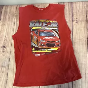 T-shirt vintage Dale Earnhardt Jr tagliata XL senza maniche rossa NASCAR - Foto 1 di 7