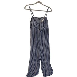 A Pea in the Pod Jumpsuit Womens Large Maternity Blue White Stripe Side Zip 