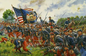 Mark Maritato Signed Civil War Canvas Print Men of Brooklyn Gettysburg 30x20 - Picture 1 of 1