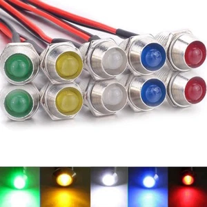 10pcs 8mm 12V Car Boat Indicator Light LED Lamp Bulb Small Pilot Dash Panel - Picture 1 of 12