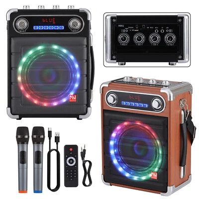 6.5" Portable Kara OK Bluetooth Audio Speakers + Dual Wireless Microphone Party  - Image 1 of 4