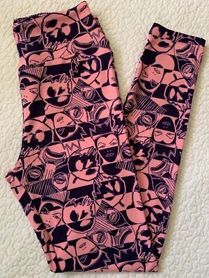 Leggings Lularoe OS Disney Blancanieves Reina Malvada Manzana Rosa Azul Marino Rayas Foto 1 de 2