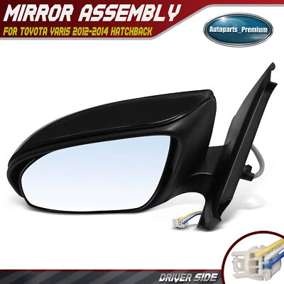 Espejo retrovisor eléctrico negro del lado izquierdo del conductor para Toyota Yaris 2012 2013 2014 hatchback Foto 1 de 4