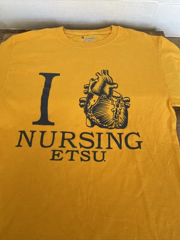 ETSU I Heart Love Nursing T-Shirt Champion Small Human Anatomy Cardiac Nurse Cover