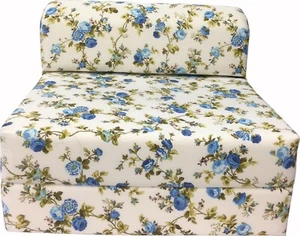 Roses Blue Sleeper Chair Folding Foam Beds, Portable Guest Bed 6x48x 72 - Picture 1 of 1