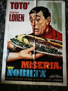 MANIFESTO CINEMA cm 100 x 140 MISERIA E NOBILTA' TOTO' SOPHIA LOREN - Picture 1 of 3