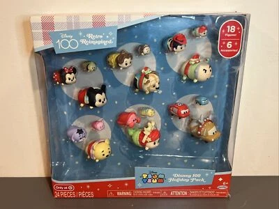 Tsum Tsum Disney 100 Pacote de Férias Reimaginado Retrô 18 Figuras NOVO EM FOLHA 2023 - Imagem 1 de 4