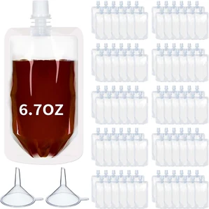 100 Pcs Clear Plastic Pouches Reusable Juice Drink Bags 6.7 Oz Straight Mouth - Picture 1 of 12
