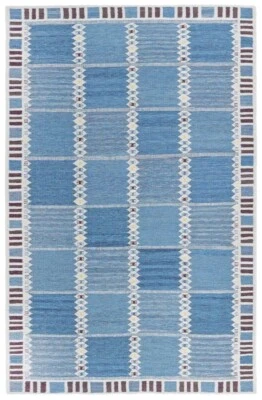 Woollen Rug SCANDINAVIAN Rug Vintage Finish Rug | Flat-weave Rug Swidish Rug - Image 1 of 4