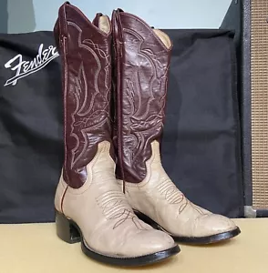 Vintage Larry Mahan Cowboy Boots Women 6 1970s Made in Texas Two Tone Rockabilly - Picture 1 of 24