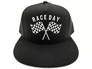 RACE DAY, NASCAR, DRAG, SPRINT, RACING Cap, Snapback, Trucker Hat, Black Text - Picture 1 of 10