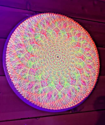 Sacred Geometry String Art Dimensional wall art UV decore psychedelic fluorescen - Image 1 of 4